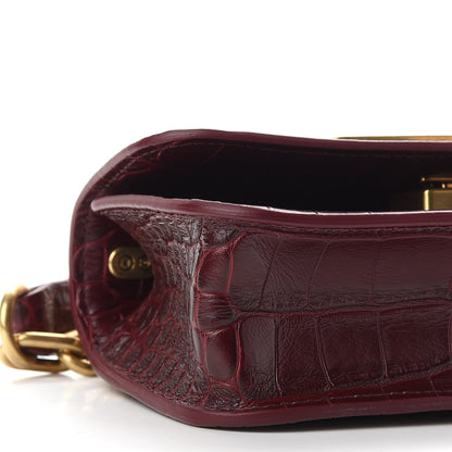 Balenciaga Extra Supple Calfskin Crocodile Embossed Gossip Chain Bag XS Dark Red 7 of 8