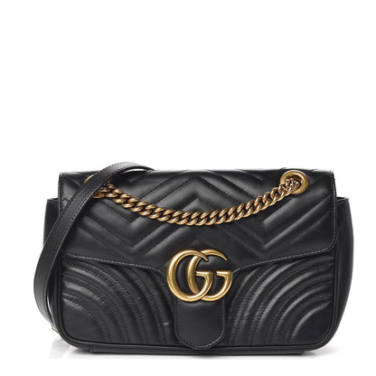 Gucci Calfskin Matelasse Small GG Marmont Shoulder Bag Black 1 of 10
