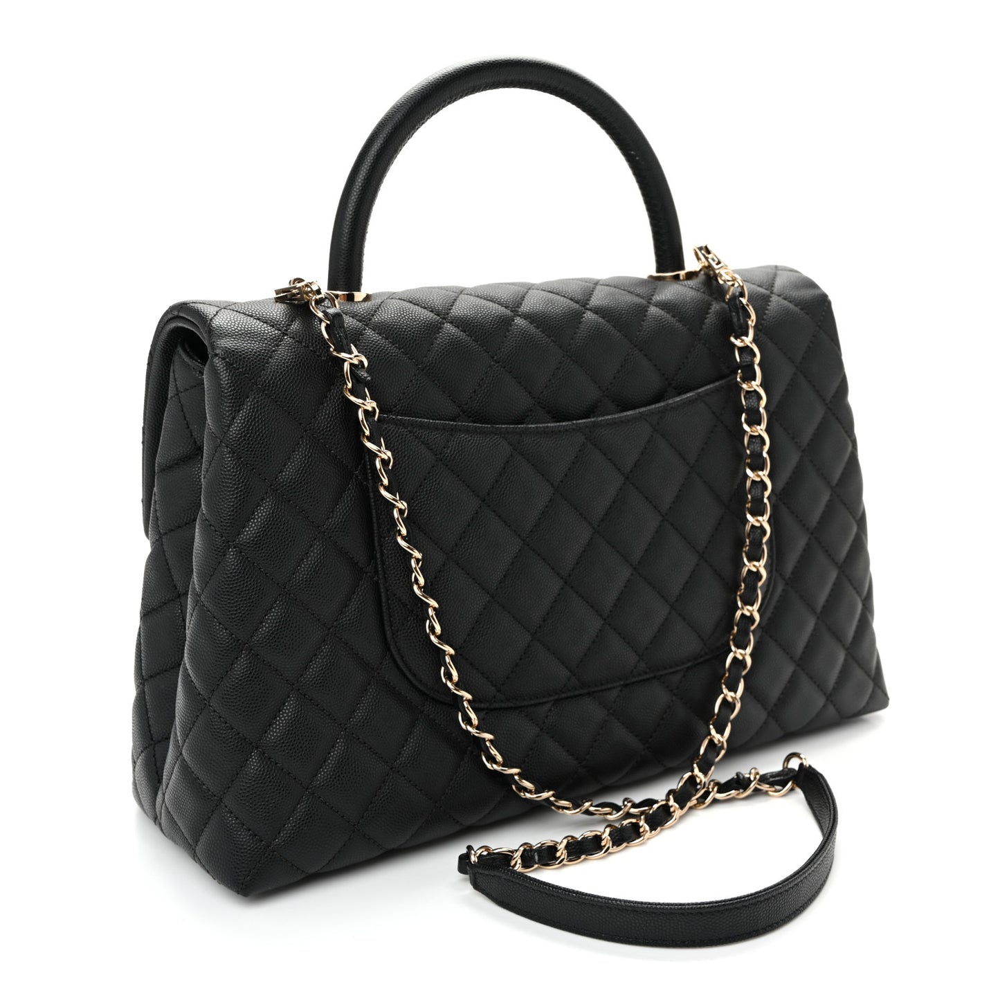 Caviar Quilted Medium Coco Handle Flap Black