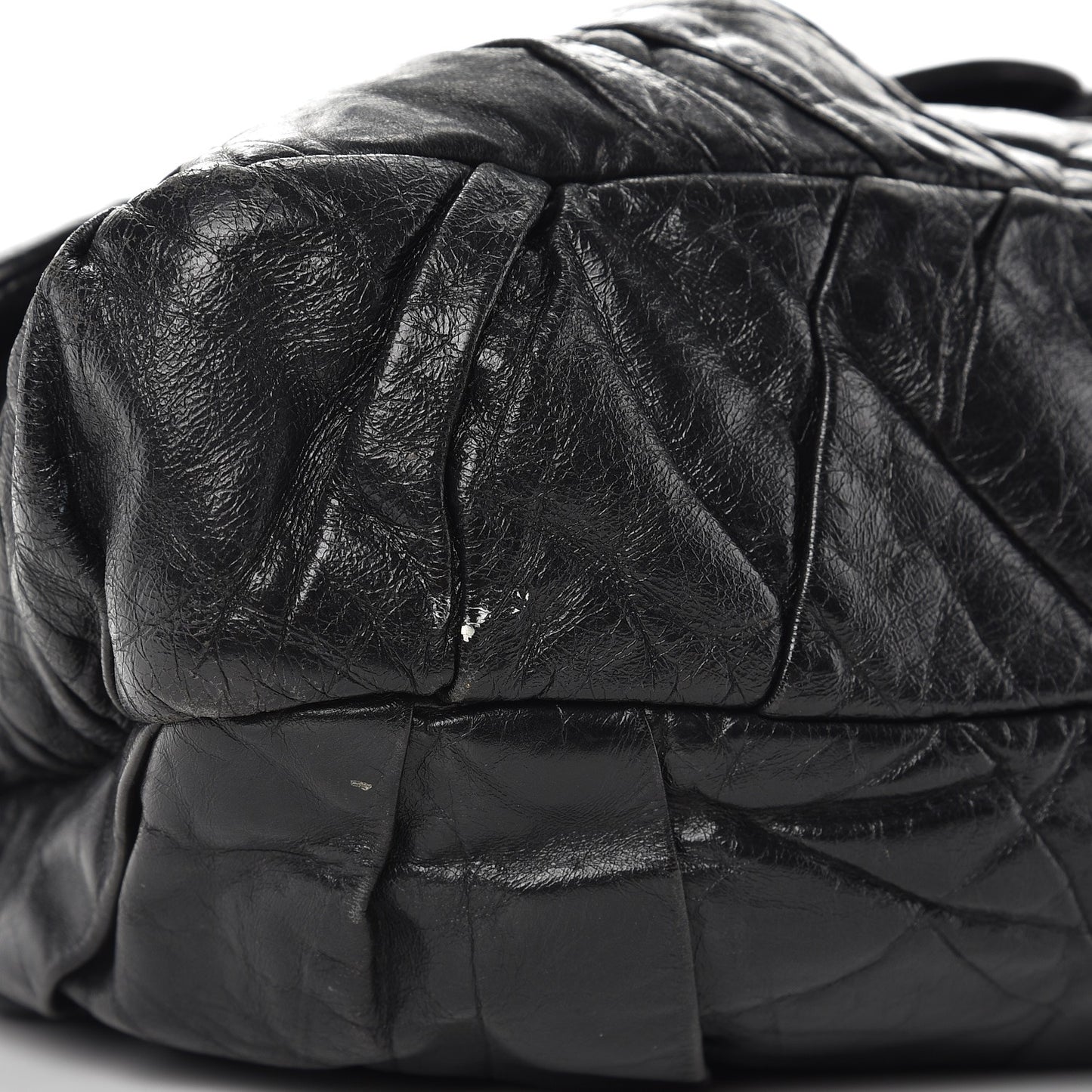 Glazed Calfskin Twisted Maxi Flap Black