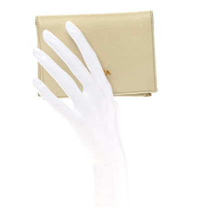 Prada Saffiano Metal Bi-Fold Wallet Cera 2 of 13