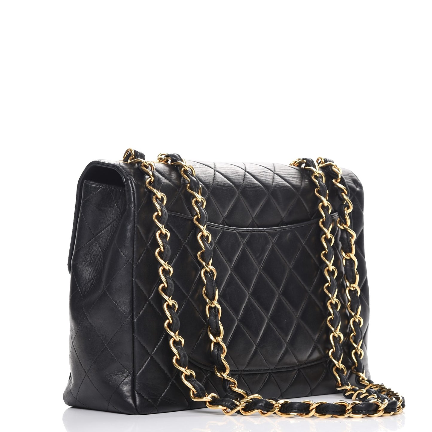Lambskin Quilted Jumbo Single Flap Black