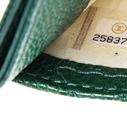 Chanel Metallic Caviar Quilted Card Holder Green 8 of 9