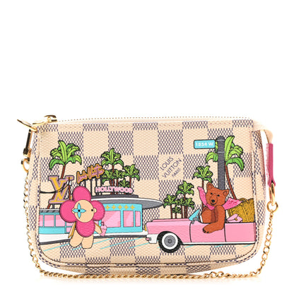 Louis Vuitton Damier Azur 2021 Christmas Animation Hollywood Mini Pochette Accessories Fuchsia 1 of 8