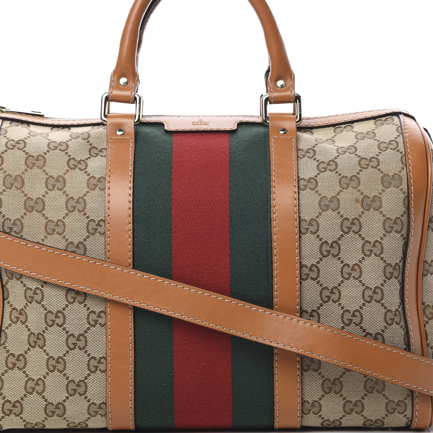 Gucci Monogram Vintage Web Medium Boston Tobacco 8 of 16