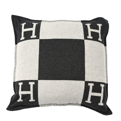 Hermes Wool Cashmere Avalon Pillow GM Ecru Gris Fonce 2 of 3