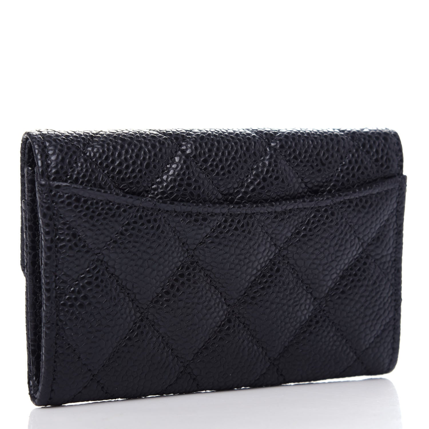 Chanel Caviar Quilted Flap Card Holder Wallet Black 3 of 9