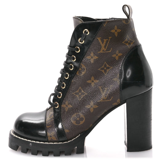 Patent Calfskin Monogram Star Trail Ankle Boots 39 Black