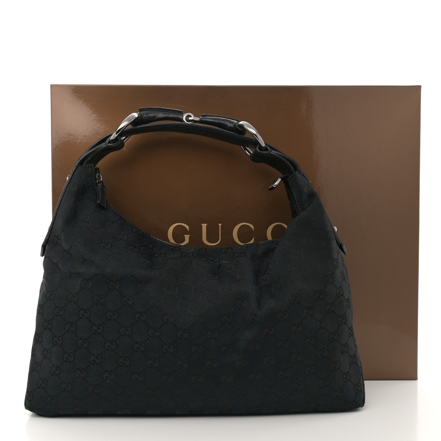 Gucci Monogram Medium Horsebit Chain Hobo Black 12 of 12