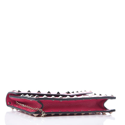 Valentino Garavani Pebbled Calfskin Rockstud Envelope Wallet on Chain Disco Pink 4 of 9