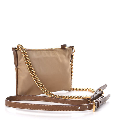 Prada Tessuto Nylon Saffiano Logo Crossbody Bag Beige 3 of 10