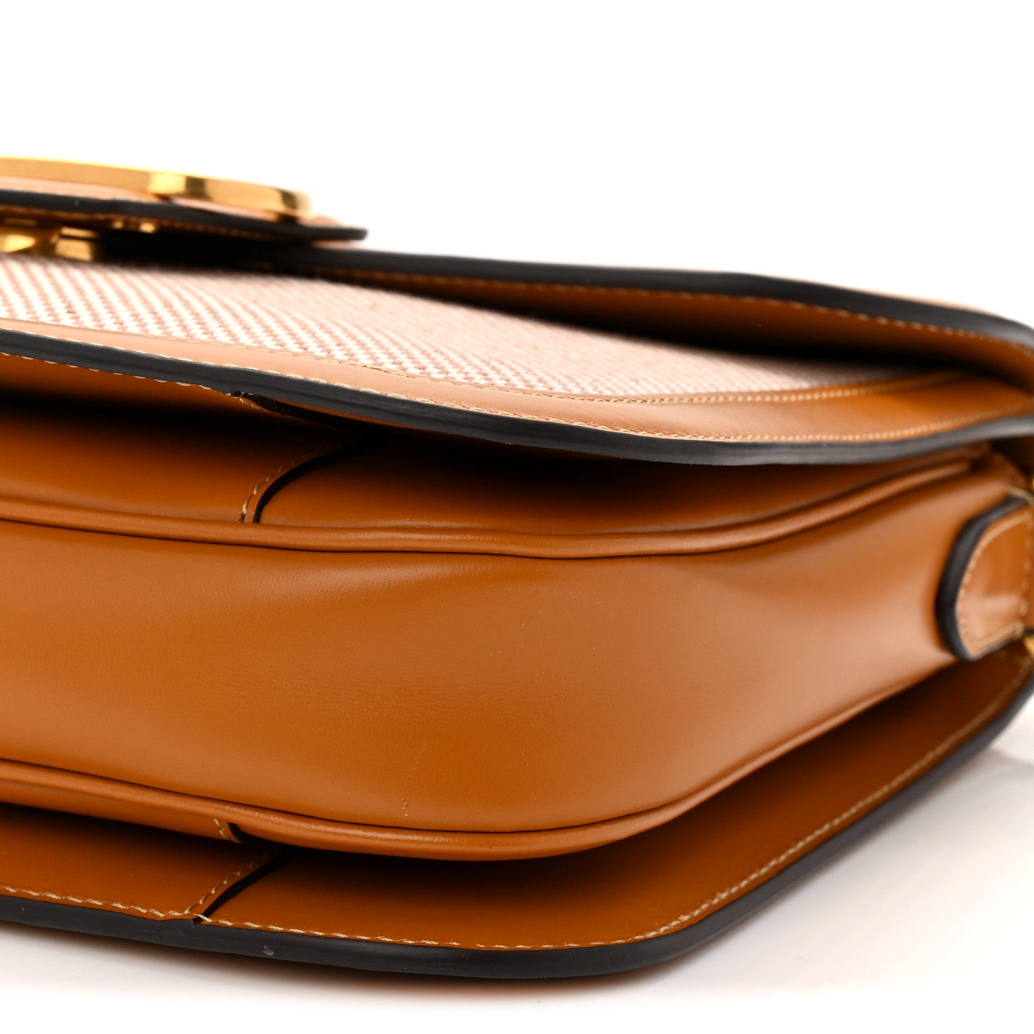 Valentino Garavani Smooth Calfskin Canvas 9to5 Shoulder Bag Natural Golden 9 of 9