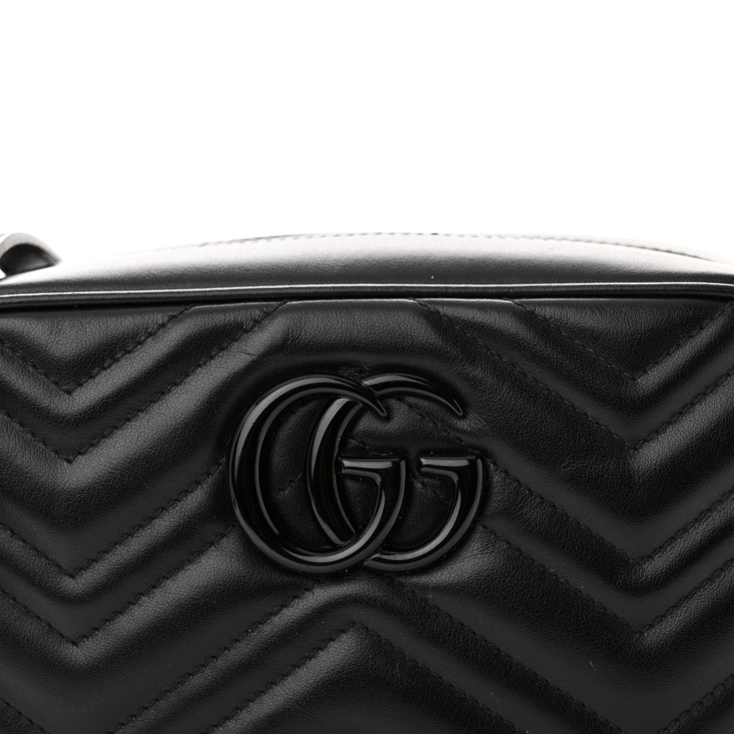 Calfskin Matelasse Monochrome Small GG Marmont Chain Shoulder Bag Black