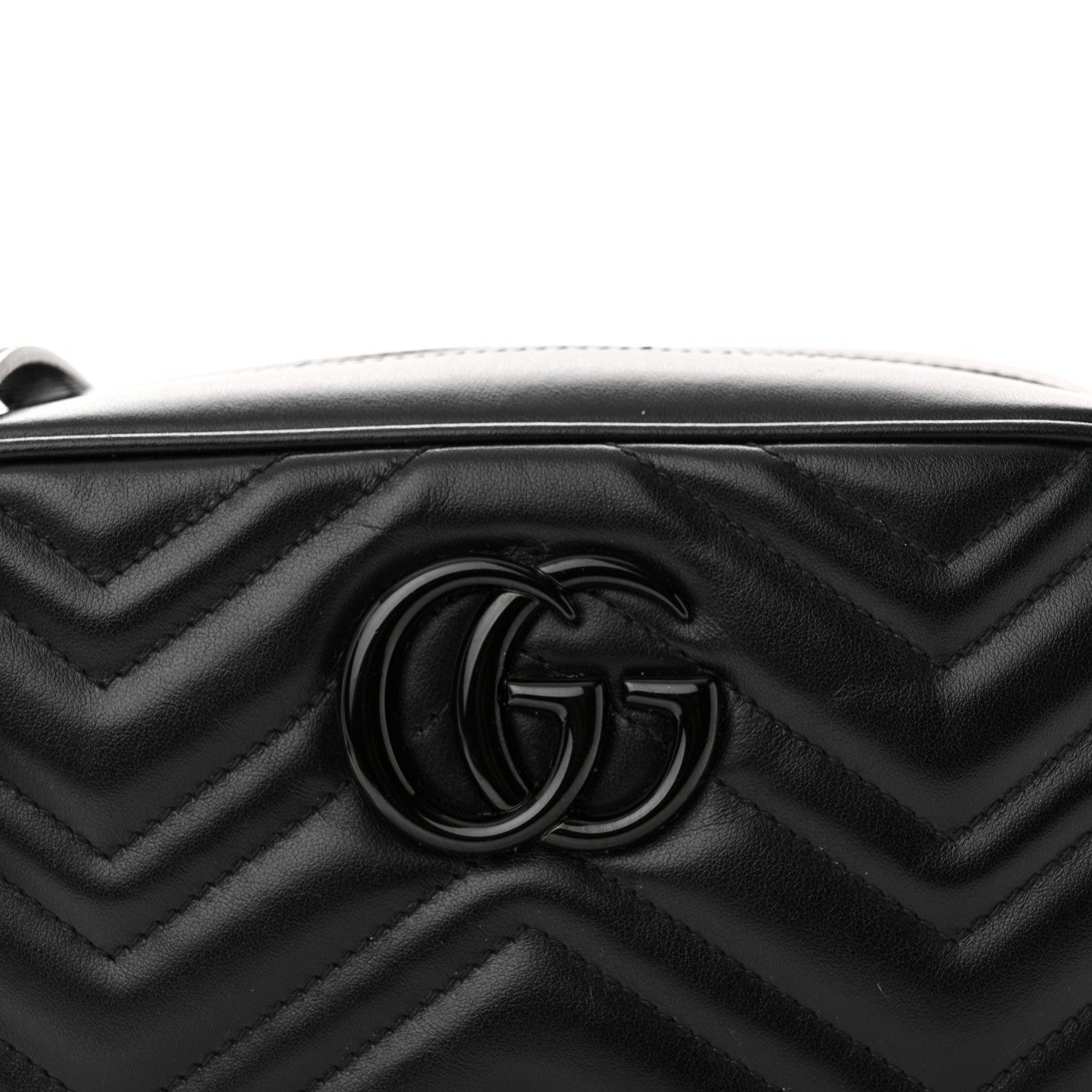 Gucci Calfskin Matelasse Monochrome Small GG Marmont Chain Shoulder Bag Black 5 of 10