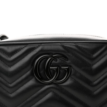 Gucci Calfskin Matelasse Monochrome Small GG Marmont Chain Shoulder Bag Black 5 of 10