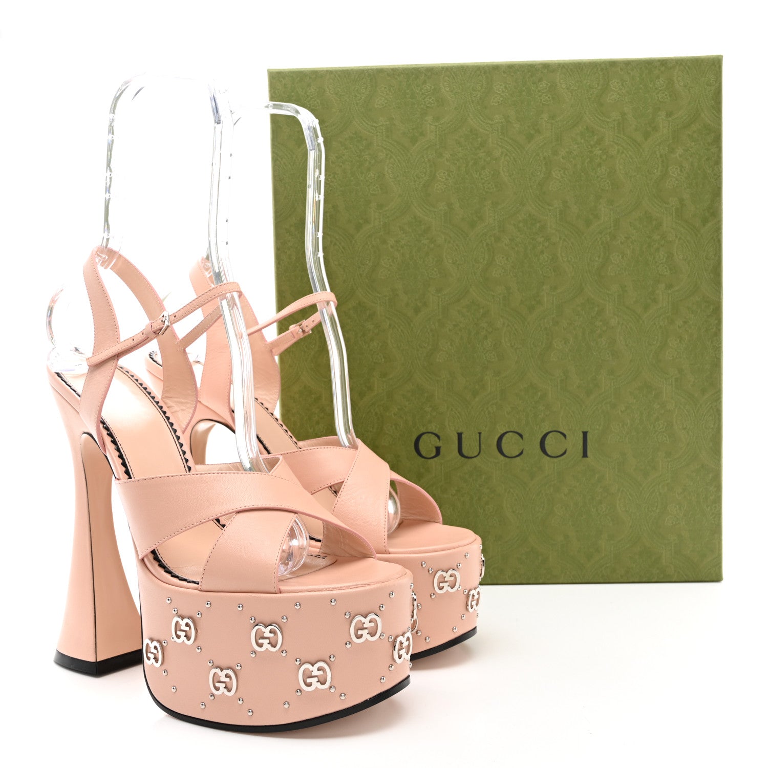 Gucci Malaga Kid Interlocking G Studs 155mm Platform Sandals 40 Perfect Pink 8 of 8