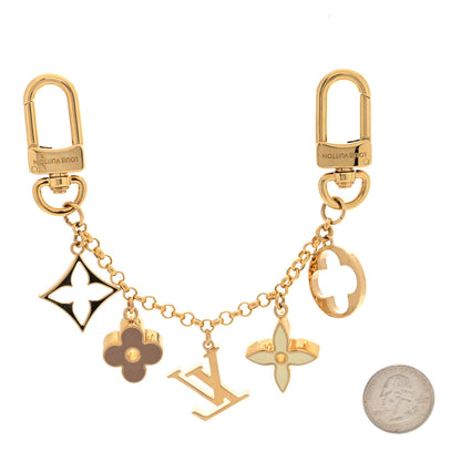Louis Vuitton Brass Enamel Fleur De Monogram Bag Charm Chain Gold 2 of 3