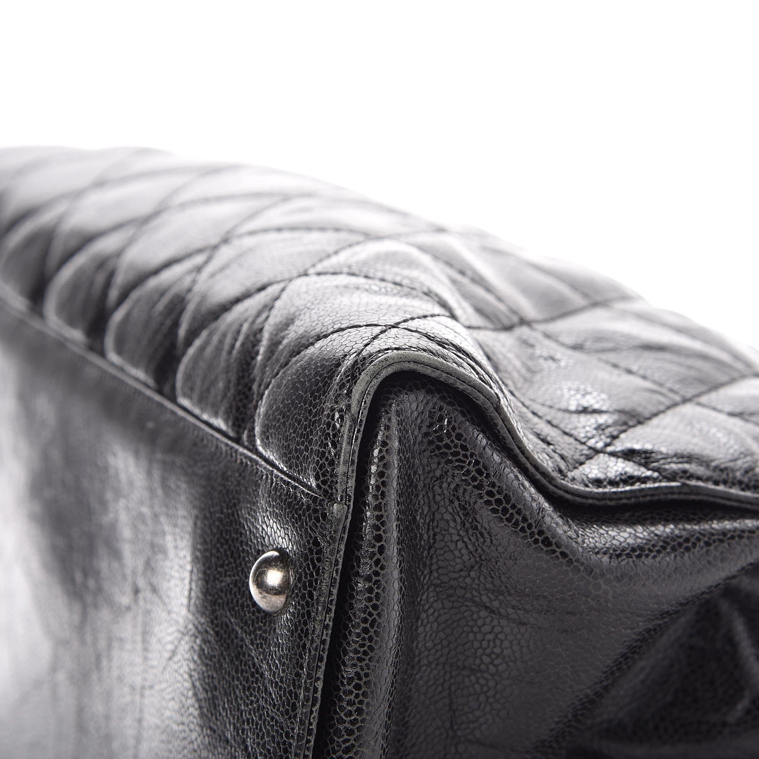 Chanel Crumpled Grained Calfskin Quilted CC Crave Tote Black 12 of 13