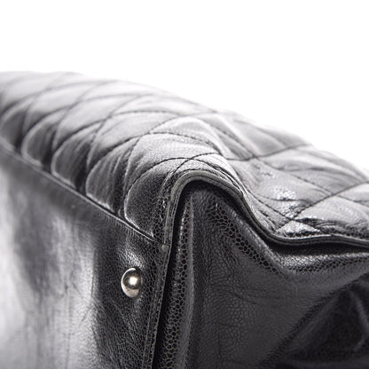 Chanel Crumpled Grained Calfskin Quilted CC Crave Tote Black 12 of 13
