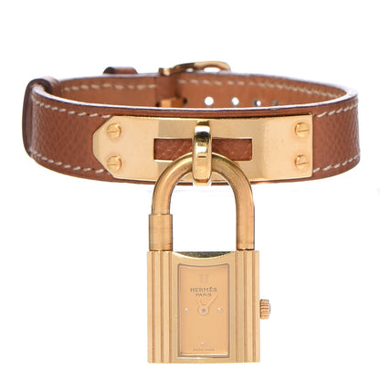 Hermes Stainless Steel Courchevel 20mm Kelly Cadena Quartz Watch Gold 1 of 5