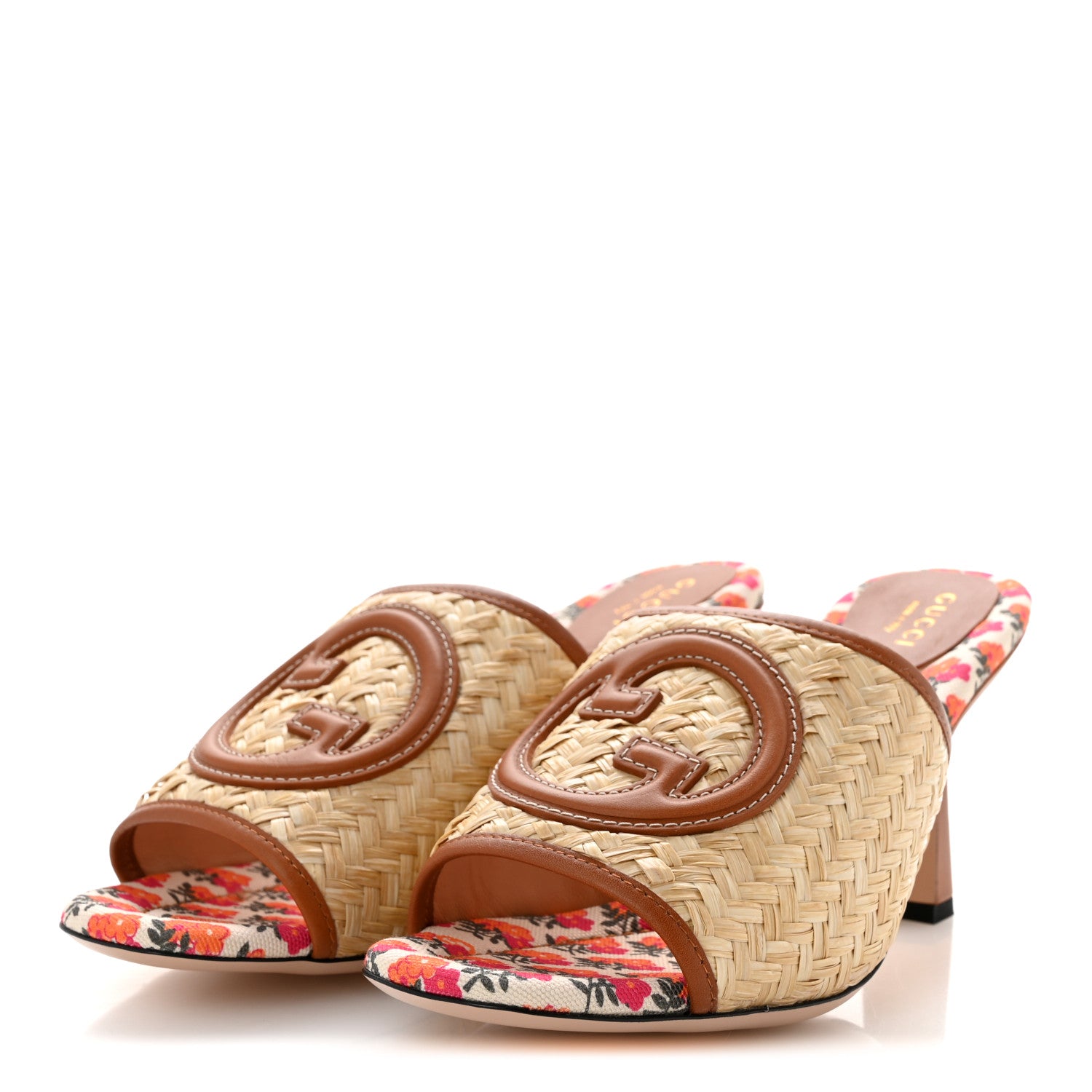 Gucci Raffia Malaga Kid Interlocking G Mabel Sandals 39 Natural 4 of 10
