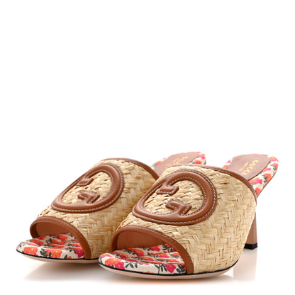Gucci Raffia Malaga Kid Interlocking G Mabel Sandals 39 Natural 4 of 10