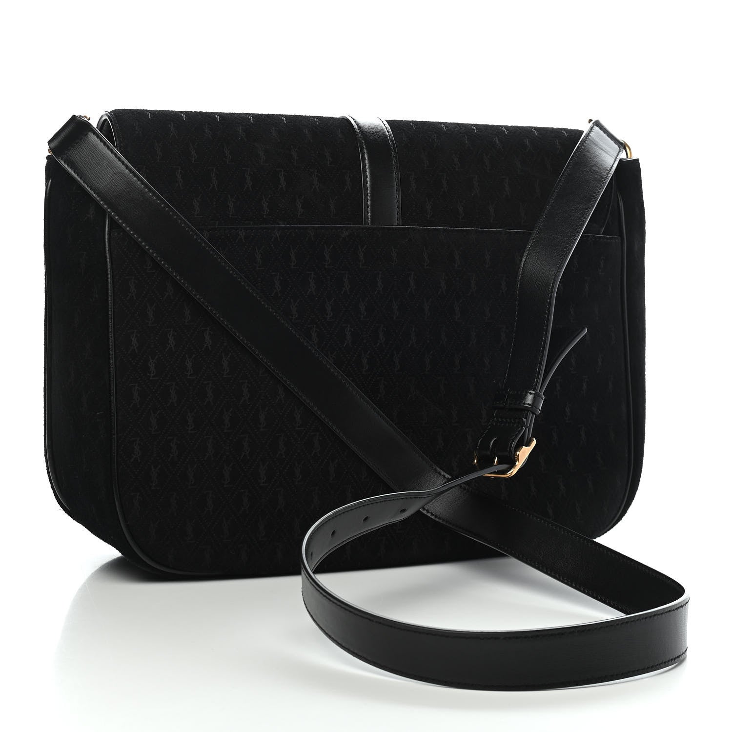 Saint Laurent Suede All-Over Monogram Large Le Monogramme Satchel Black 2 of 9