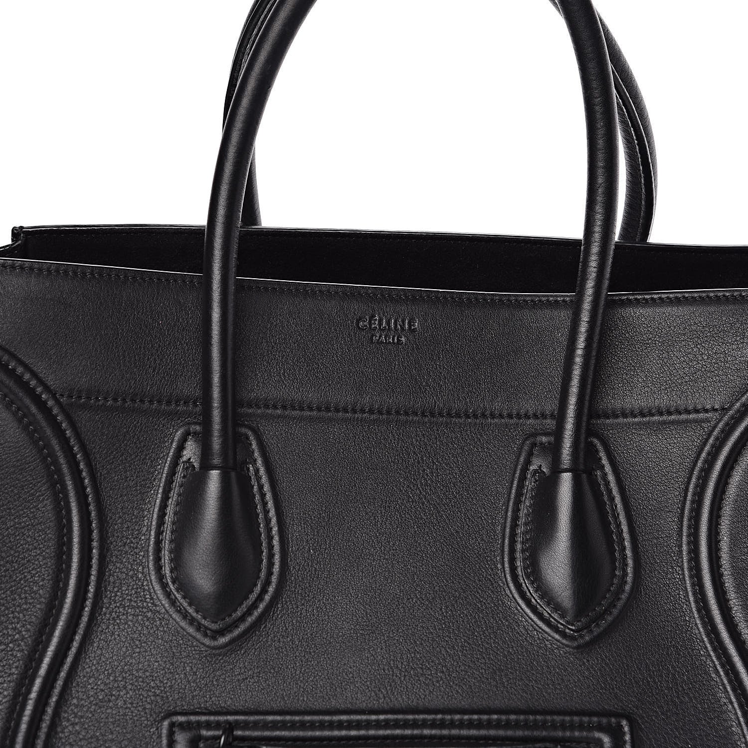 Celine Supple Calfskin Medium Phantom Luggage Black 6 of 10
