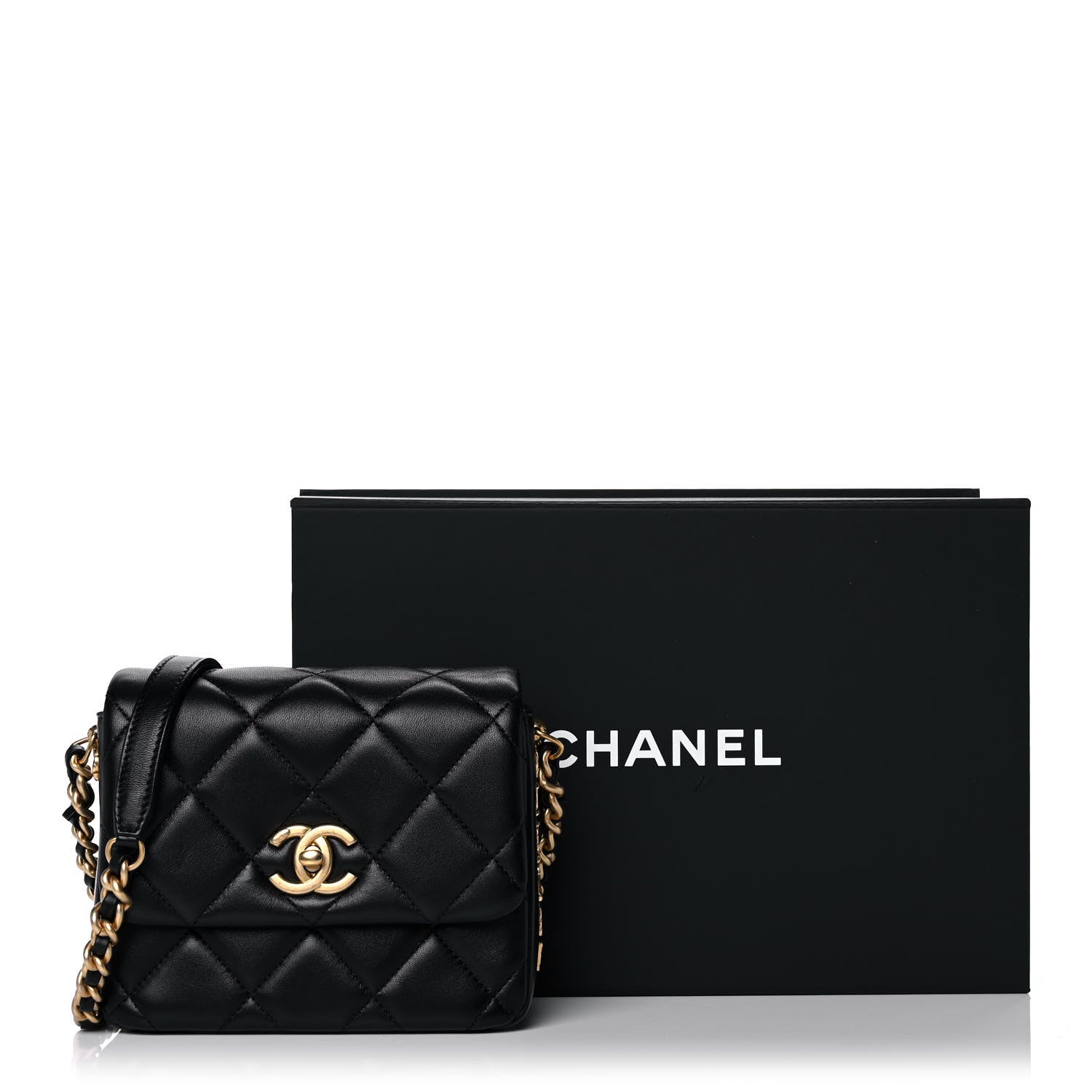 Chanel Lambskin Quilted Mini Side Note Flap Black 15 of 15