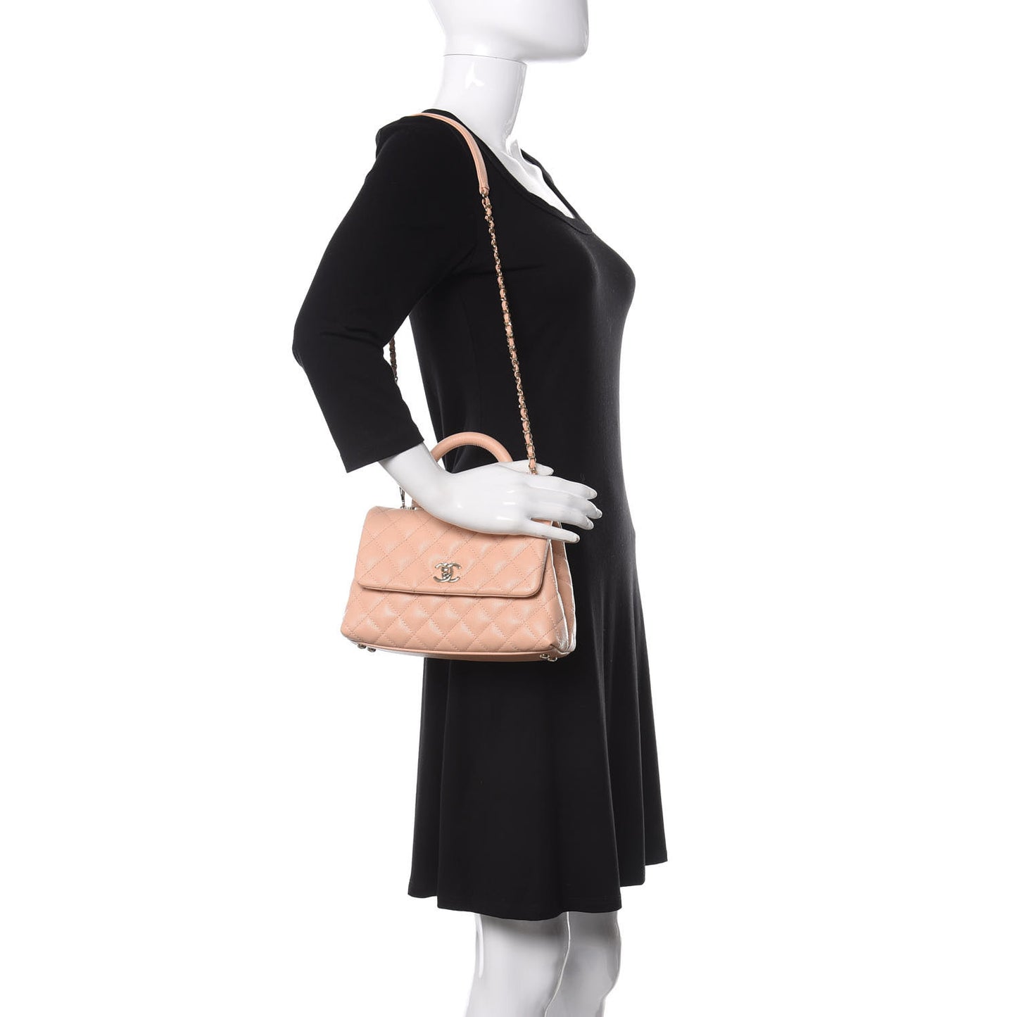 Caviar Quilted Mini Coco Handle Flap Light Pink