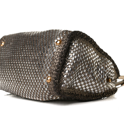 Prada Goatskin Woven Medium Tote Moro 9 of 17