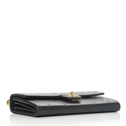 Chanel Goatskin Quilted Chic Pearls Clutch With Chain Black 3 of 5