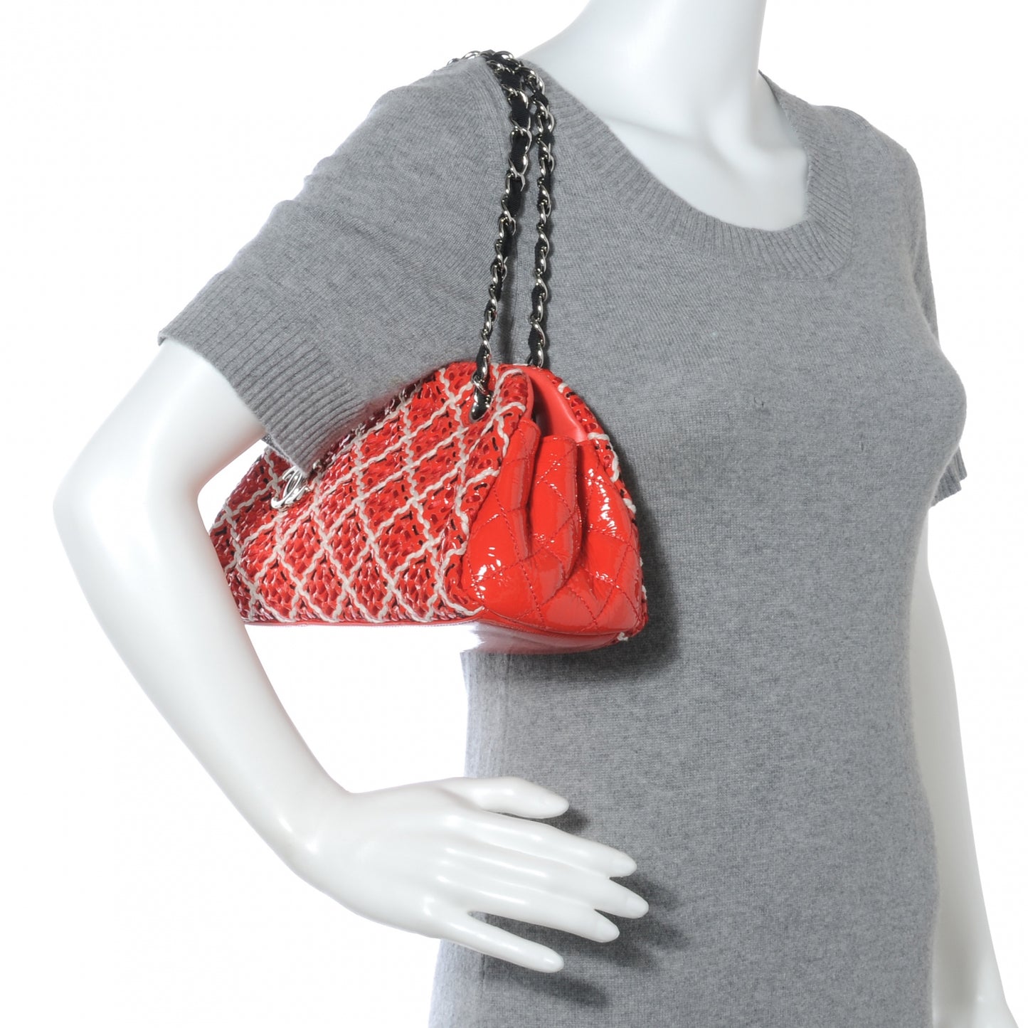 Patent Hand Embroidered Small Just Mademoiselle Red