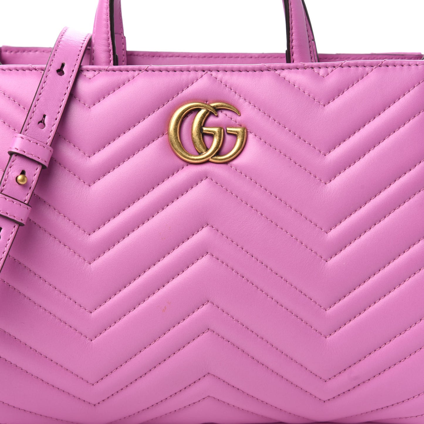 Calfskin Matelasse Small GG Marmont Tote Candy Mousse
