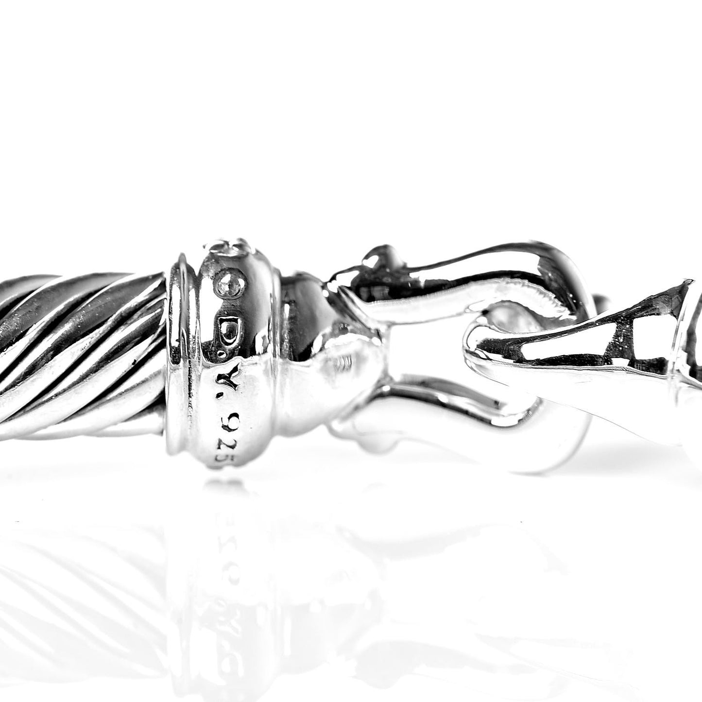 Sterling Silver Diamond 5mm Cable Buckle Bracelet