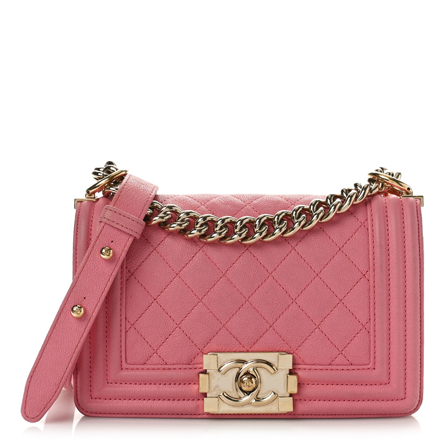 Caviar Quilted Small Boy Flap Pink