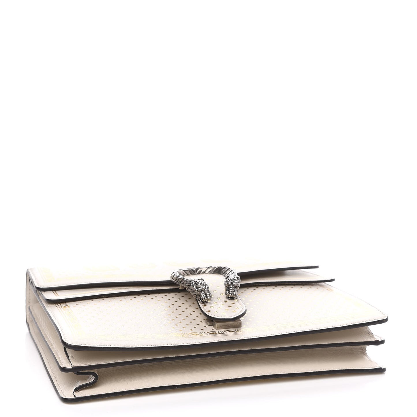 X SEGA Calfskin GUCCY Stars Medium Dionysus Shoulder Bag Mystic White Gold