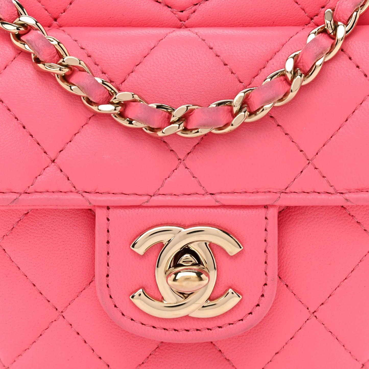 Lambskin Quilted CC In Love Heart Clutch With Chain Pink