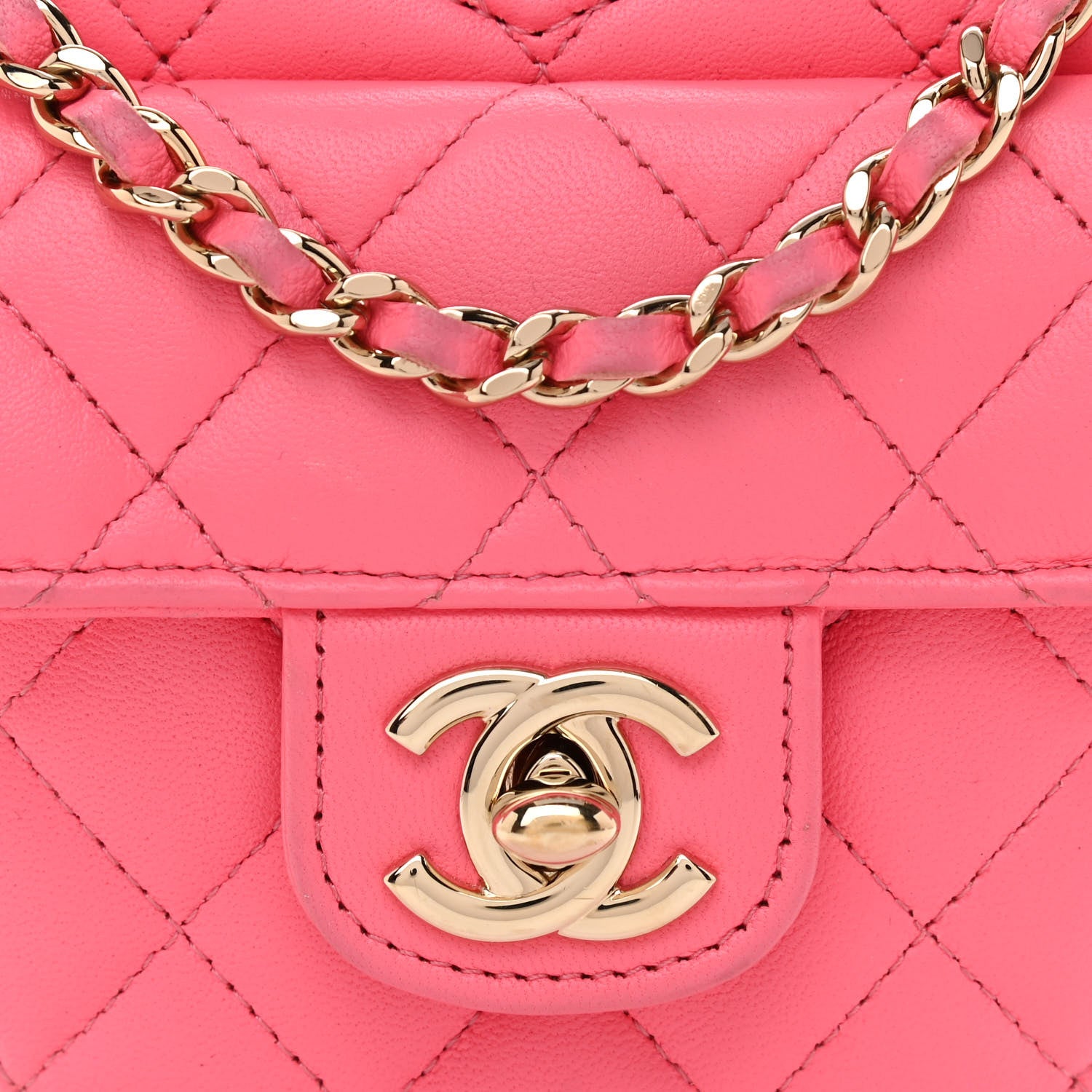 Chanel Lambskin Quilted CC In Love Heart Clutch With Chain Pink 8 of 13
