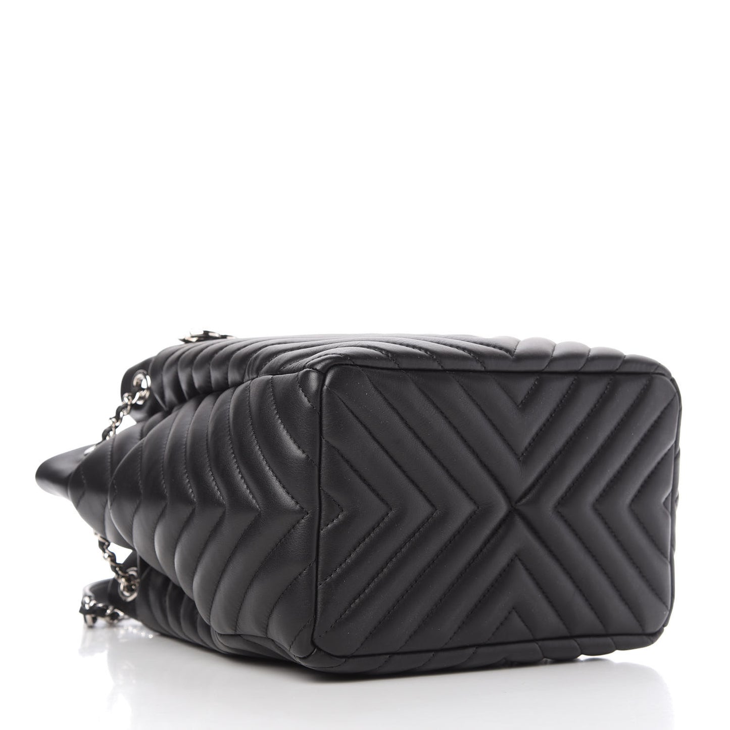 Lambskin Chevron Small Urban Spirit Drawstring Bag Black