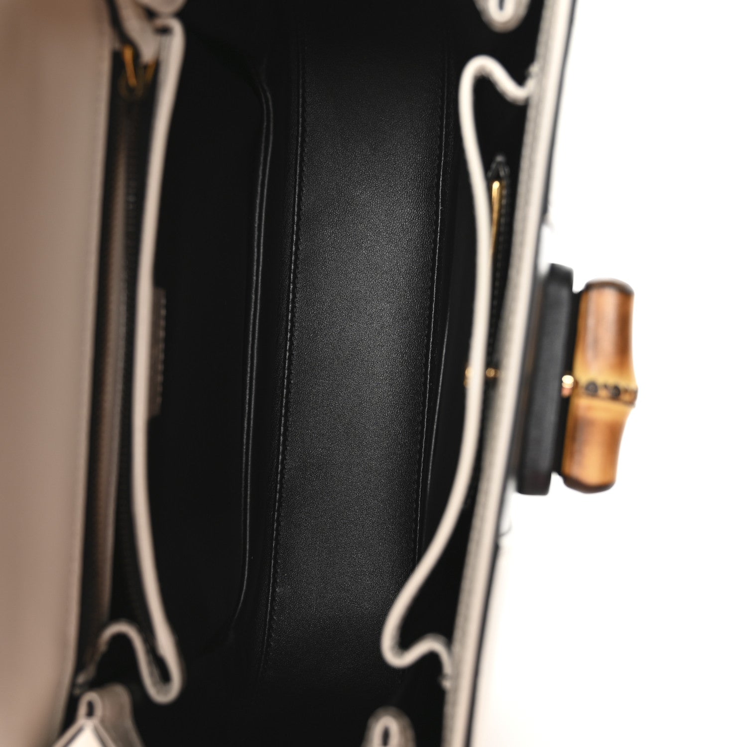 Gucci Boarded Dyana Lux Calfskin Web Monochrome Medium Bamboo 1947 Top Handle Bag Black White 5 of 9