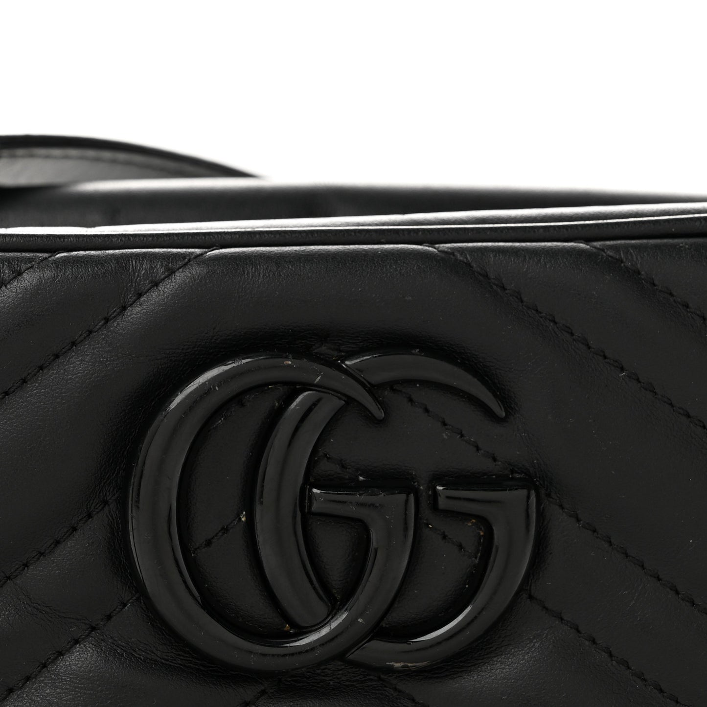 Calfskin Matelasse Monochrome Small GG Marmont Chain Shoulder Bag Black