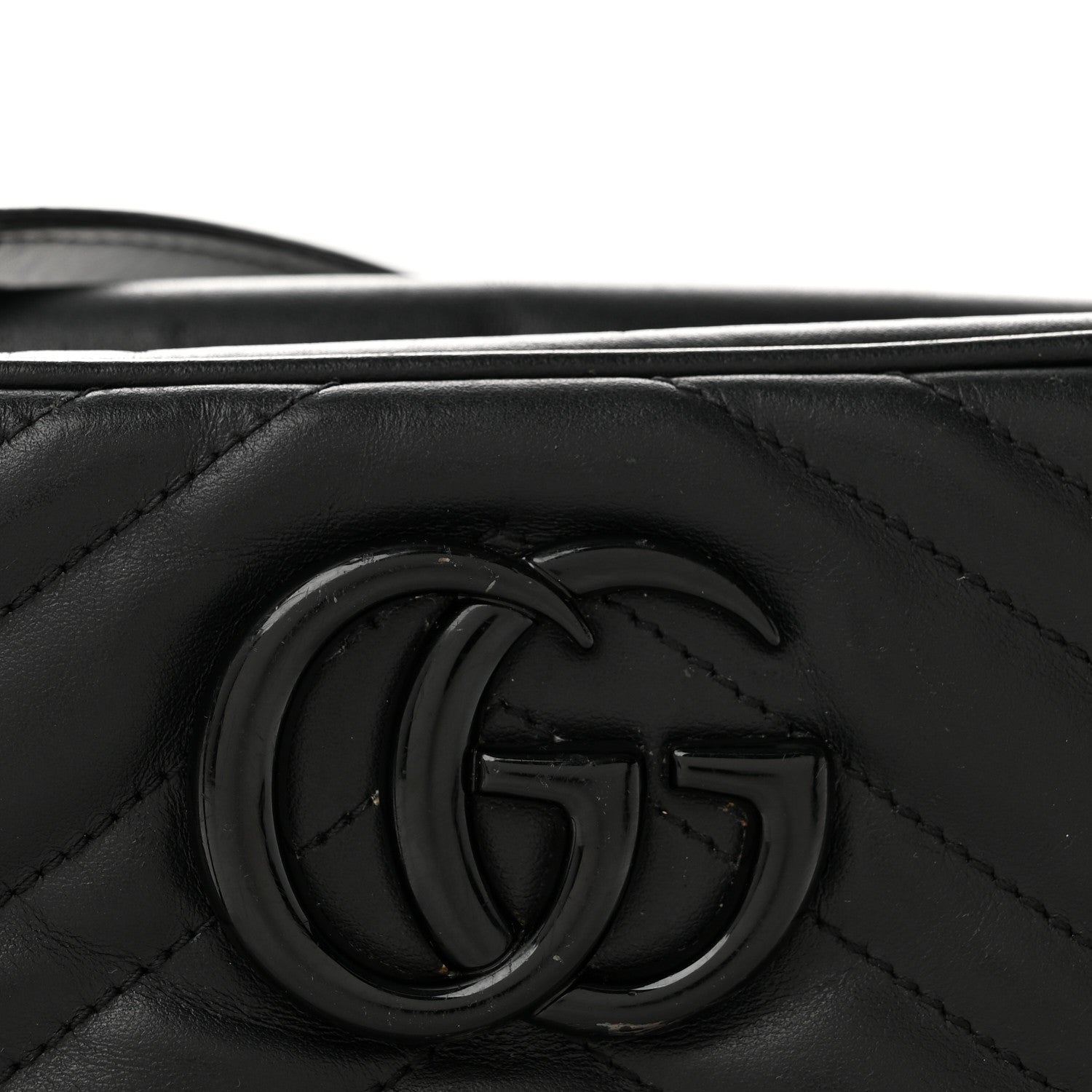 Gucci Calfskin Matelasse Monochrome Small GG Marmont Chain Shoulder Bag Black 10 of 12