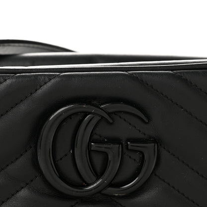 Gucci Calfskin Matelasse Monochrome Small GG Marmont Chain Shoulder Bag Black 10 of 12