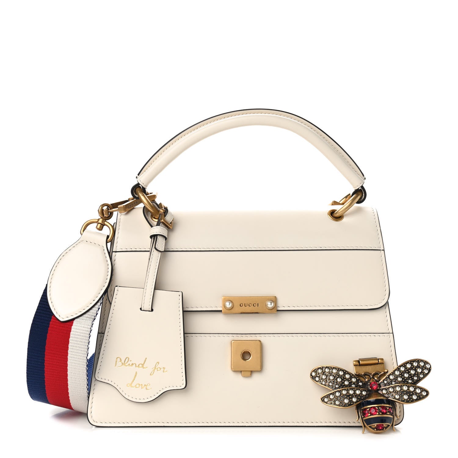 Gucci Calfskin Sylvie Web Small Queen Margaret Top Handle Bag White 3 of 10