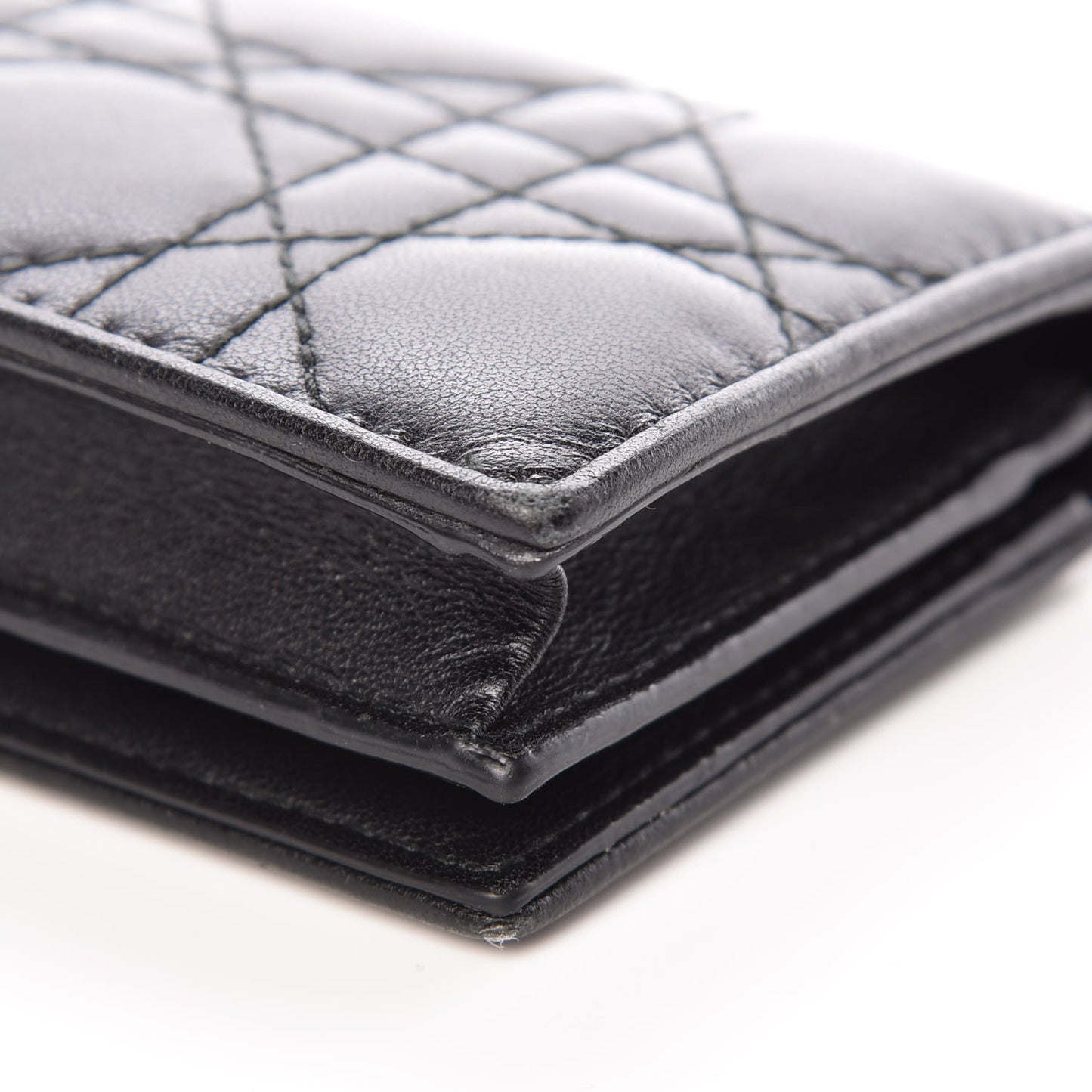 Lambskin Cannage Small Lady Dior Flap Card Holder Black