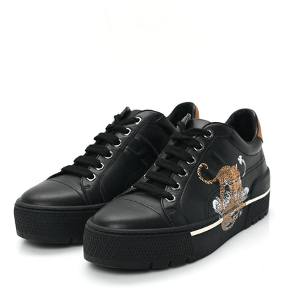 Hermes Calfskin Womens Jungle Love Voltage Sneakers 35 Black 4 of 11