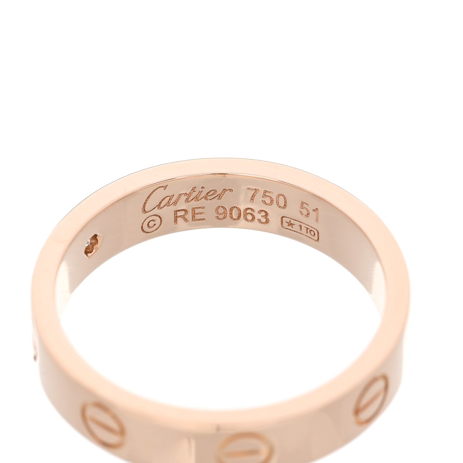 Cartier 18K Pink Gold Diamond 4mm LOVE Wedding Band Ring 51 5.75 7 of 8