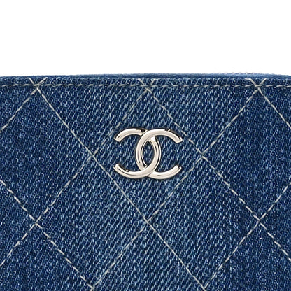 Chanel Denim Quilted Zip Coin Purse Blue 8 of 11