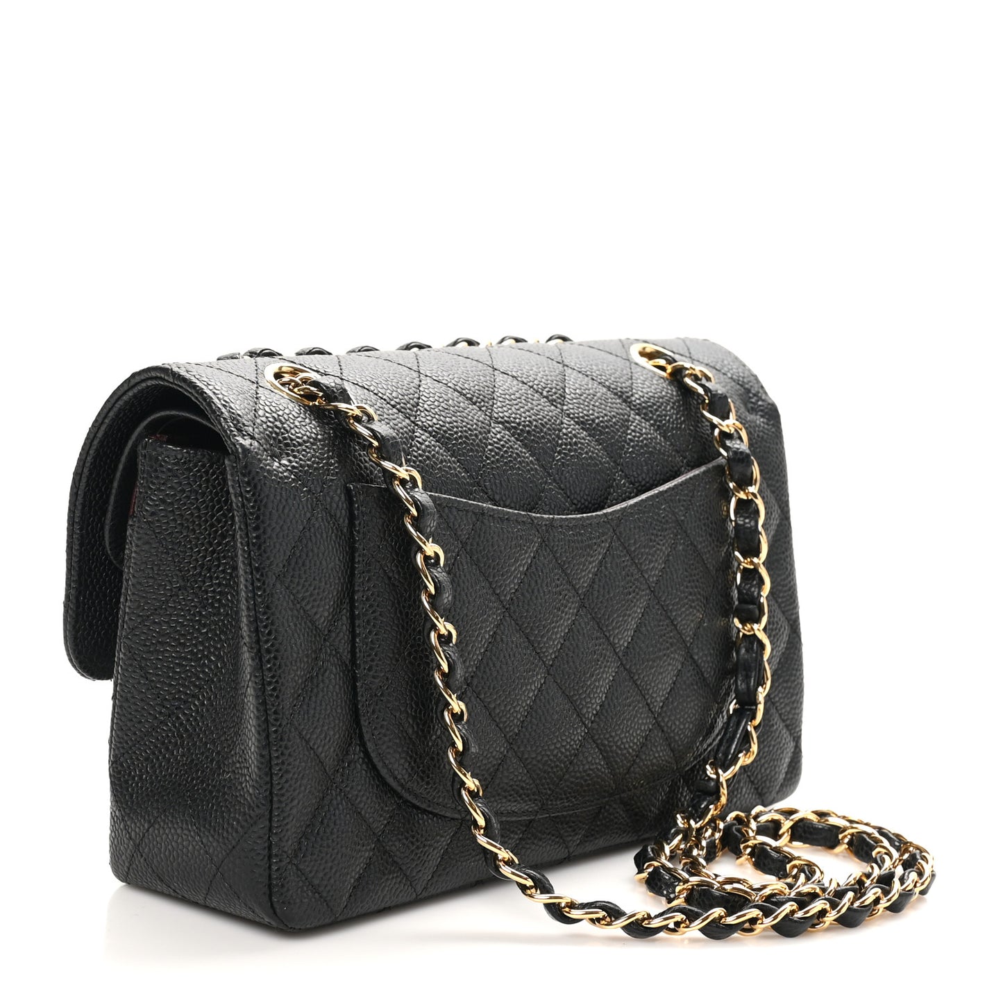 Caviar Quilted Small Double Flap Black